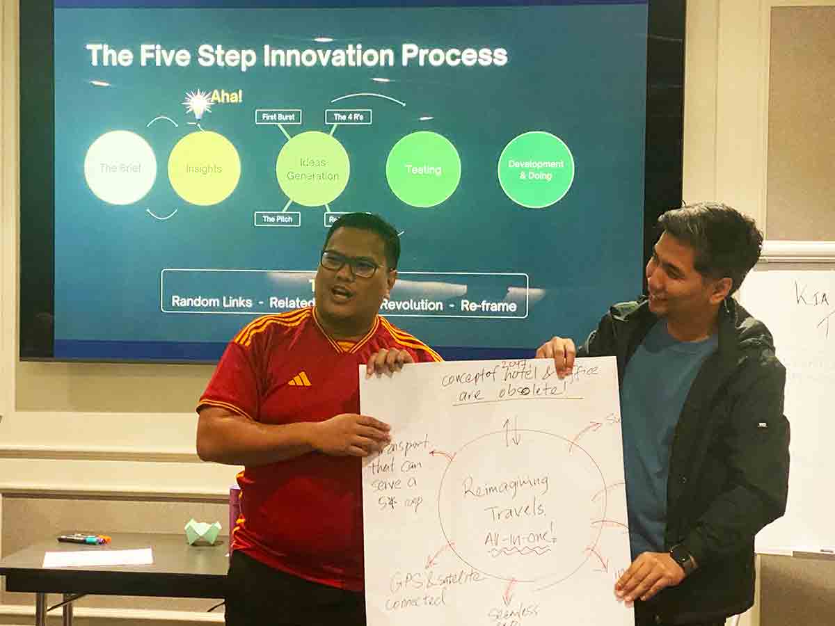 Team members connecting during a workshop